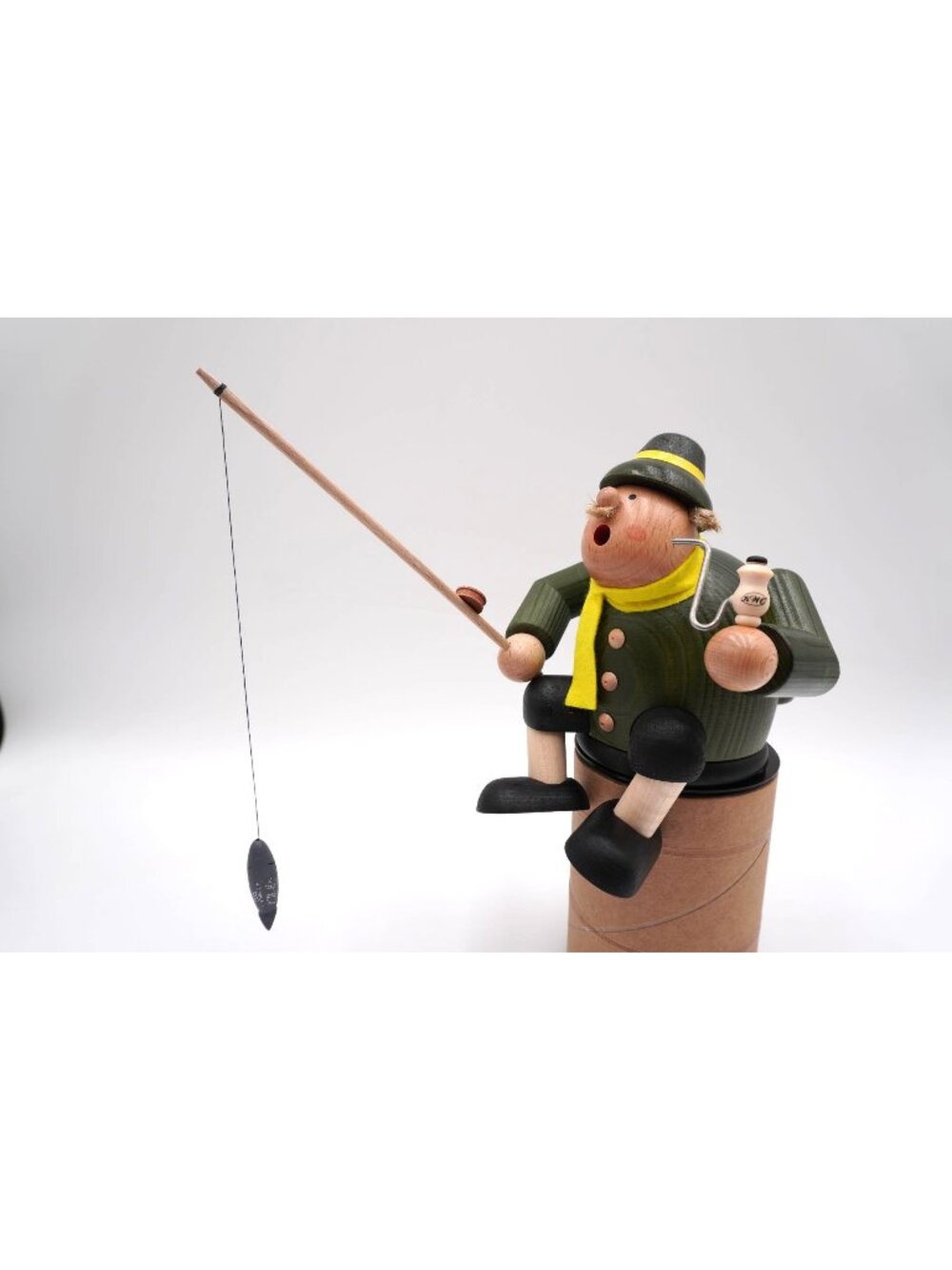 KWO German Incense Smoker Fisherman Shelf Sitter 21562 Wood 7in Germany